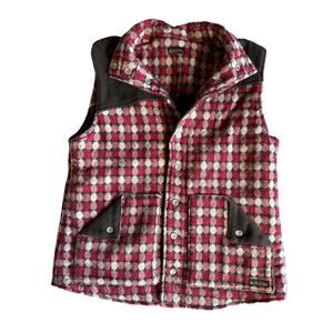Kavu Women’s Reversible Red, Beige and Brown Medium Fleece Vest